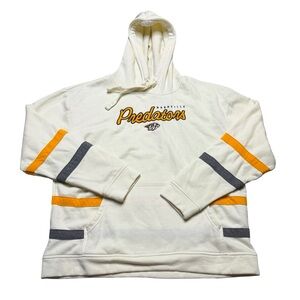 🏒 Nashville Predators Striped Sleeve Hoodie Cream NHL Pullover Large 🏒